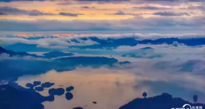 7月1日，杭州千岛湖迎来绝美云海景观。
New