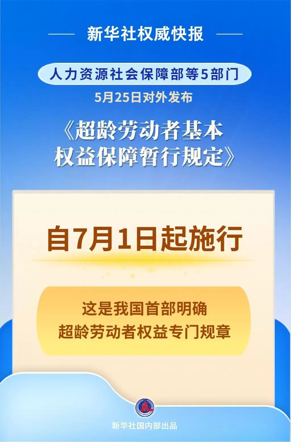 精华									
明确超龄劳动者权益 首部专门规章7月1日起施行
New
